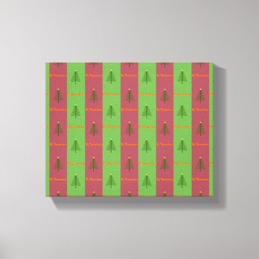 Oude Wereldoorkerstboompattern Evergreen Canvas Afdruk (Voorkant)