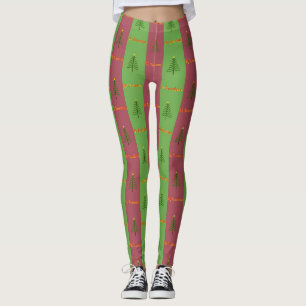 Oude Wereldoorkerstboompattern Evergreen Leggings