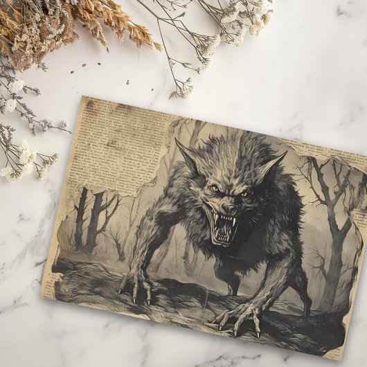 Oude-Werwolf-Halloween-Decoupage Tissuepapier