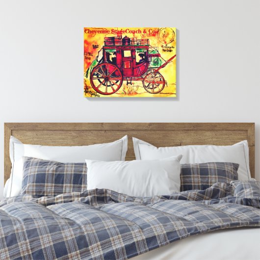 Oude West-Stagecoach Canvas Afdruk (Insitu (Slaapkamer))