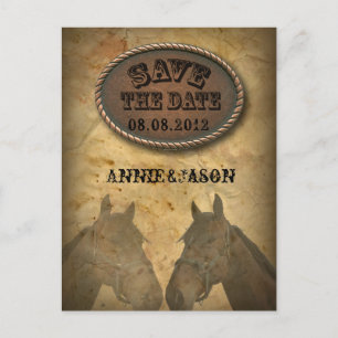 oude western cowboy country bruiloft save the date aankondigingskaart