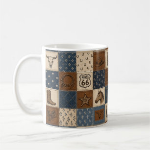 Oude Western Patchwork Dekbedovertrek Patroon Koffiemok