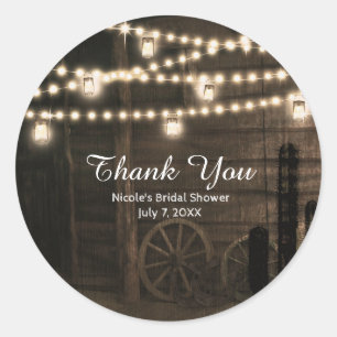 Oude Western Saloon & Lichten Bruiloft Favor Ronde Sticker
