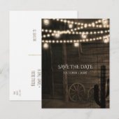 Oude Western Saloon Rustieke Trouwkaart Save The D Aankondigingskaart (Voorkant / Achterkant)