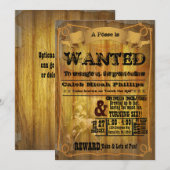 Oude Western WANTED Poster Feest Uitnodiging (Voorkant / Achterkant)