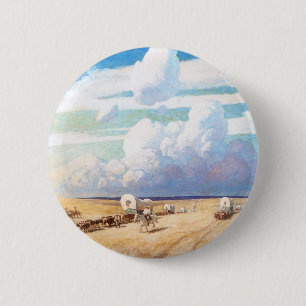 Oude Westerse Cowboys, Huifkarren door Wyeth Ronde Button 5,7 Cm