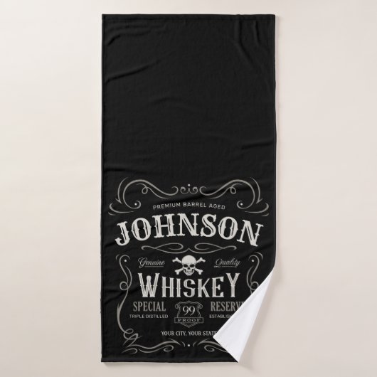 Oude Whiskey-label Aangepaste liquor Bar Bad Handdoek (Badhanddoek)