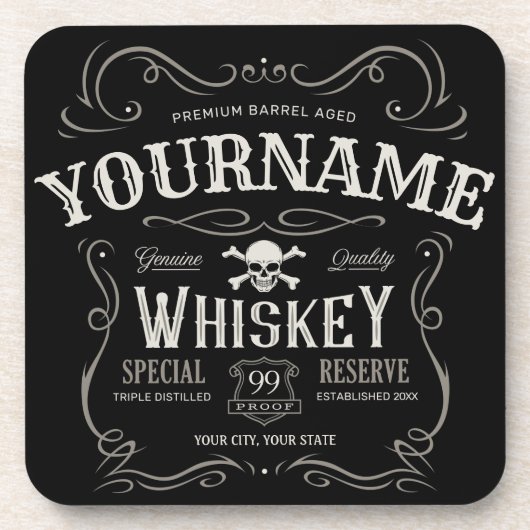 Oude Whiskey-label Aangepaste  liquor Bar Bier Onderzetter (Voorkant)