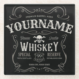 Oude Whiskey-label Aangepaste  liquor Bar Glazen Onderzetter