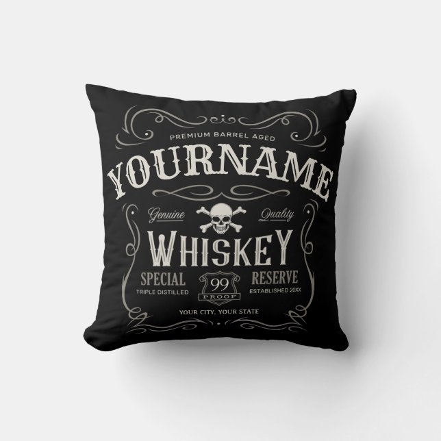 Oude Whiskey-label Aangepaste  liquor Bar Kussen (Voorkant)