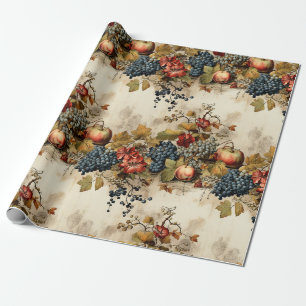 Oude Wijngaard Druiven Fruit Crème Guirlande Cadeaupapier