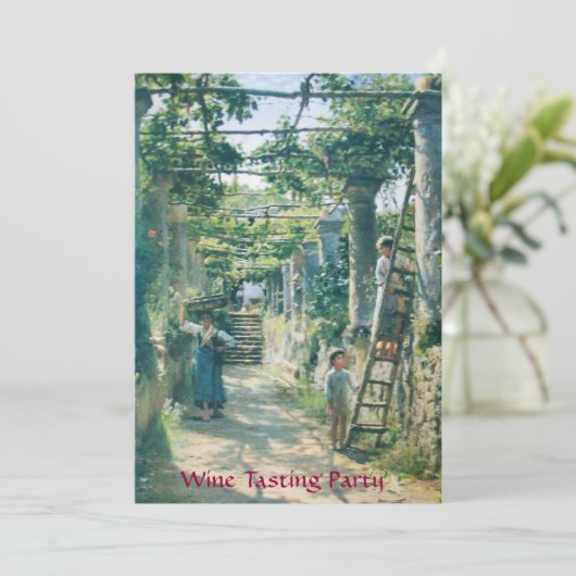 OUDE WIJNGAARD OOGST WIJNPROEVERIJ FEESTJE KAART (Staand voorkant)