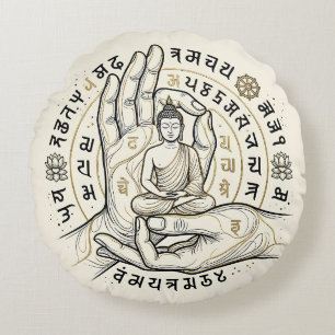 Oude Wijsheid Hand en Sukiti Kunst Decor Rond Kussen