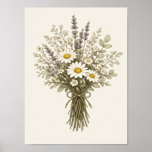 Oude Wilde Bloemen Boeket Poster
