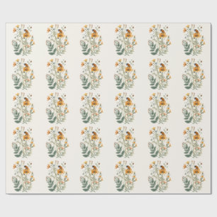 Oude wilde bloemen en lieveheersbeestje botanisch cadeaupapier