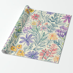 Oude Wilde Bloemenschets (2) Cadeaupapier