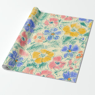 Oude Wilde Bloemenschets (3) Cadeaupapier