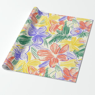Oude Wilde Bloemenschets (5) Cadeaupapier