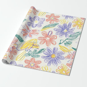 Oude Wilde Bloemenschets (9) Cadeaupapier