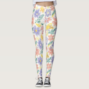 Oude Wilde Bloemenschets (9) Leggings