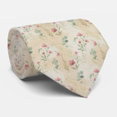 Oude wilde rozen & weidebloemen stropdas (Opgerold)