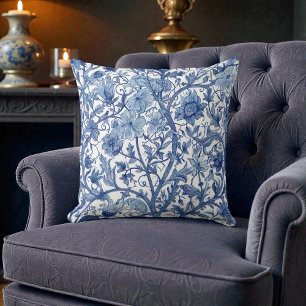 Oude William Morris Blauwe Bloem Kussen