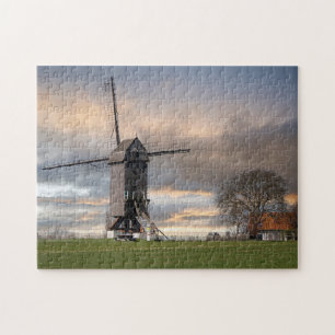 Oude windmolen veld België windmolen houten Europa Legpuzzel