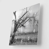 Oude Winter Boom Grijswaartse Wandklok Vierkante Klok (Hoek)
