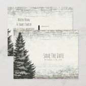 Oude winter dennenboom robuuste houten Save the Da Aankondigingskaart (Voorkant / Achterkant)
