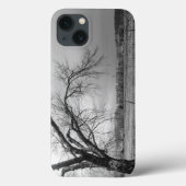 Oude winterboom — Grayscale iPhone Case (Achterkant)