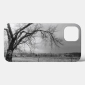 Oude winterboom — Grayscale iPhone Case (Achterkant (horizontaal))