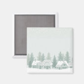 Oude wintersdorp Kerstmis  Magneet (Voorkant / Achterkant)