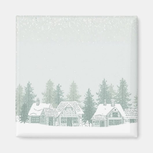 Oude wintersdorp Kerstmis  Magneet (Voorkant)
