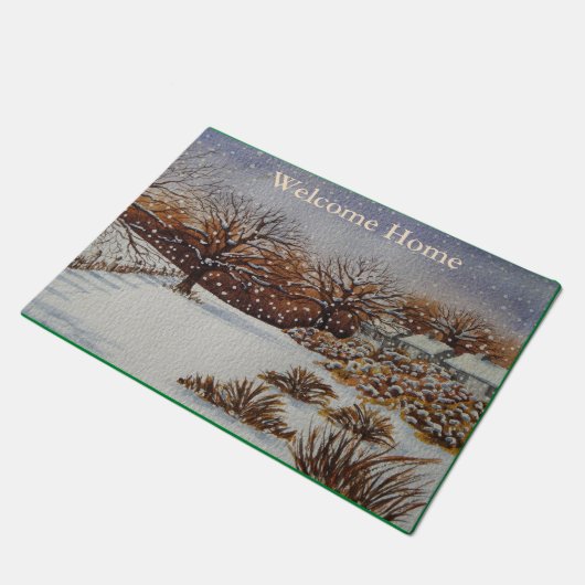 oude winterslaap met een rustige sneeuwscrisis deurmat (Schuin)