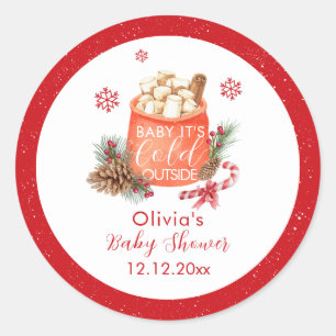 Oude wintersneeuwvlok kerst- babyfeestje ronde sticker