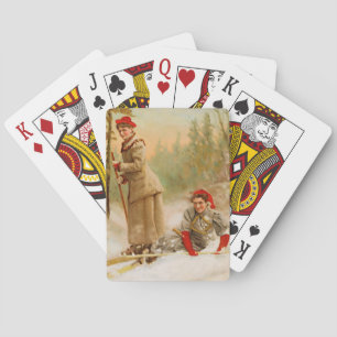 Oude wintersporttour pokerkaarten