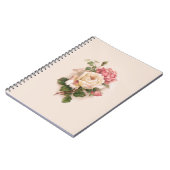 Oude witte/roze achtergrond met fashioned roses-Bu Notitieboek (Linkerzijde)