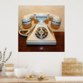 Oude  Witte Telefoon van de Wijzerplaat-omhoog Poster (Keuken)