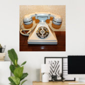 Oude  Witte Telefoon van de Wijzerplaat-omhoog Poster (Thuiskantoor)