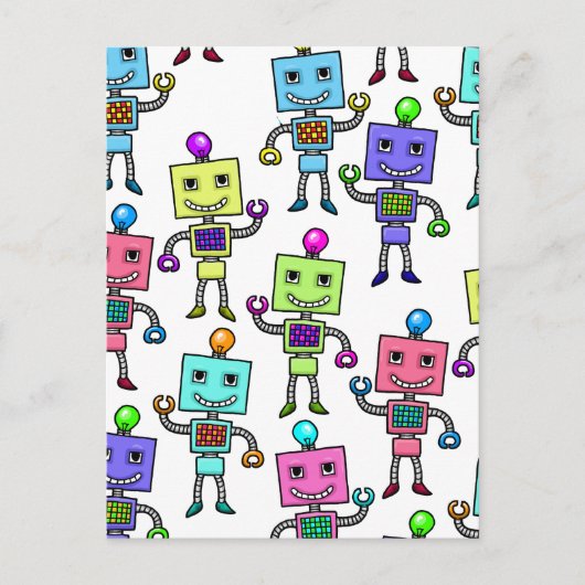 Oude wolretro Robots Briefkaart (Voorkant)