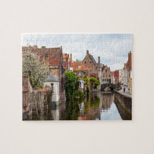 Oude woningen in Brugge, België Legpuzzel