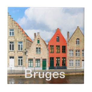 Oude woningen in Brugge, België Tegeltje