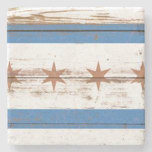 Oude Wooden Chicago Flag Stenen Onderzetter