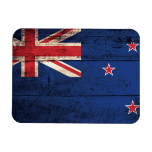Oude Wooden Nieuw-Zeelandse vlag Magneet