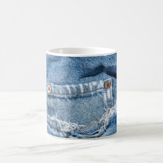 Oude Worn Blue Jeans Classic White Mok (Center)