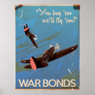 Oude WW2-oorlogsobligaties Reisposter Poster