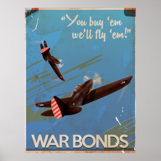 Oude WW2-oorlogsobligaties Reisposter Poster (Voorkant)