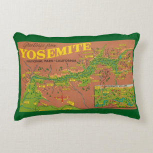 Oude Yosemite Kaart Accent Kussen