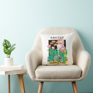 Oude Zaadpakket Label Kunst Woestijn Cactus Plante Kussen