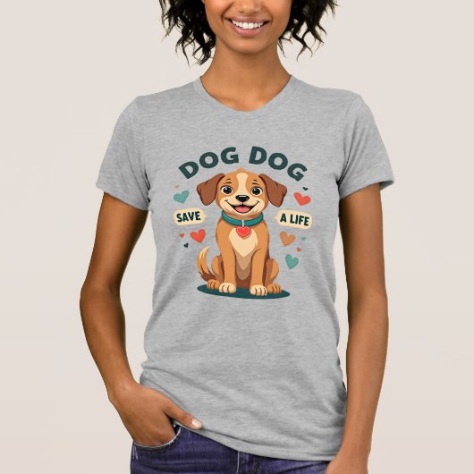Oude Zacht Rescueshond Red Een Leven Cartoon Puppy T-shirt (Voorkant)